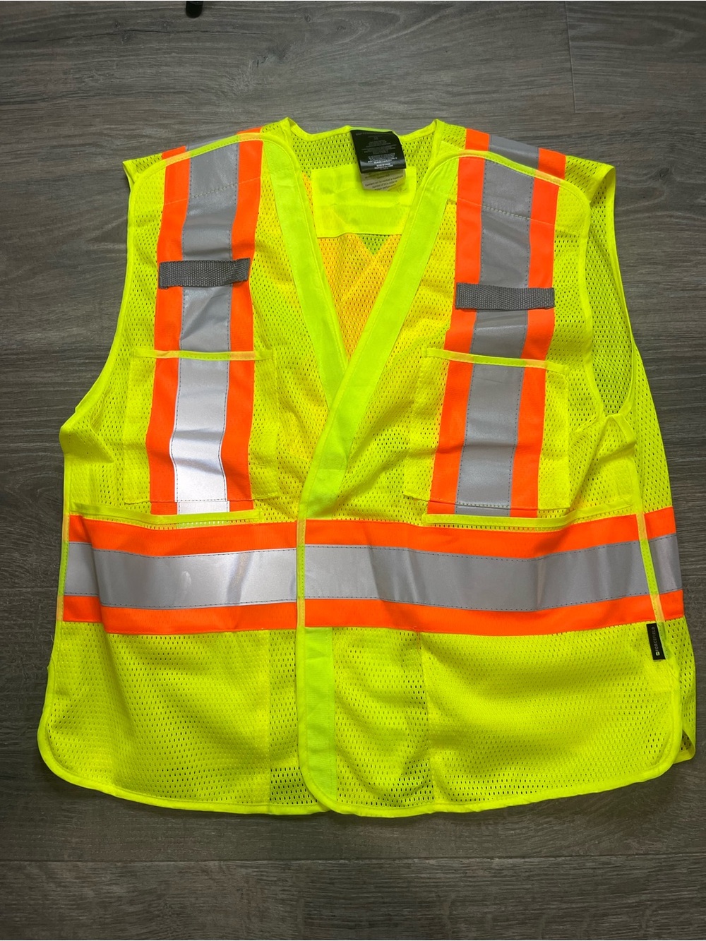 High-Visibility Safety Vest - Neon Yellow with Orange Reflective Stripes